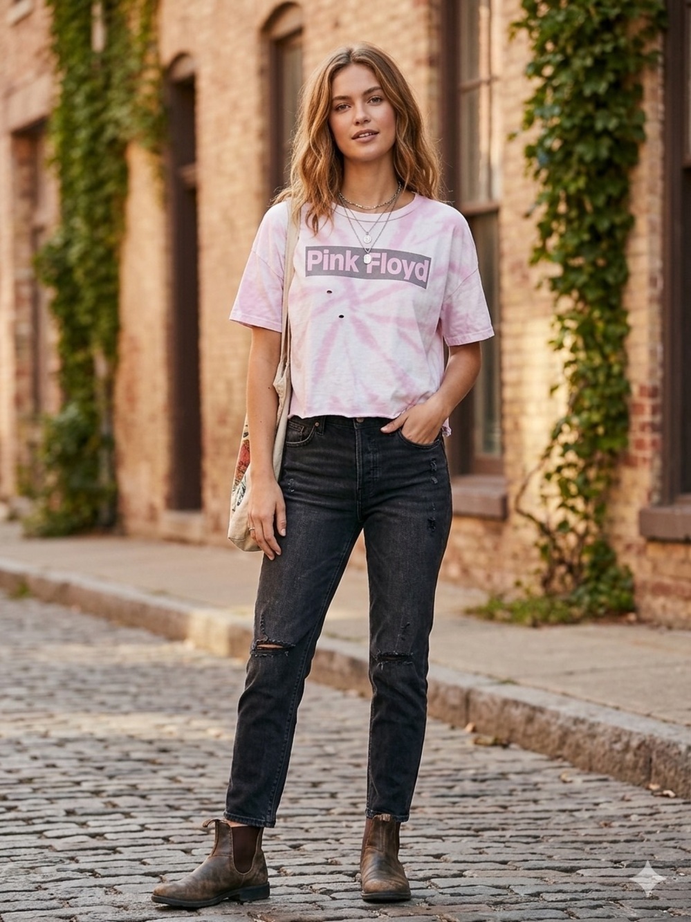 Tailgate by American Eagle Pink Floyd cropped tattered tie-dye t-shirt medium.